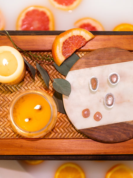 Peach Moonstone Starburst Ring
