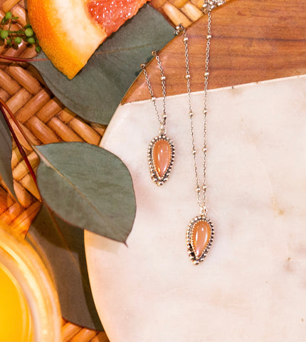 Peach Moonstone Adorned Necklace