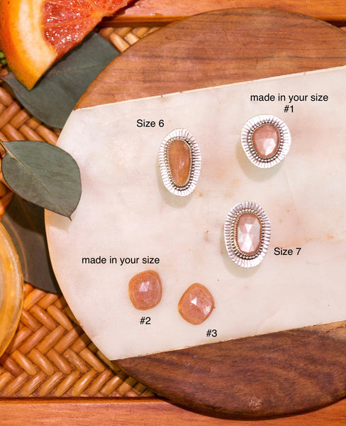 Peach Moonstone Starburst Ring