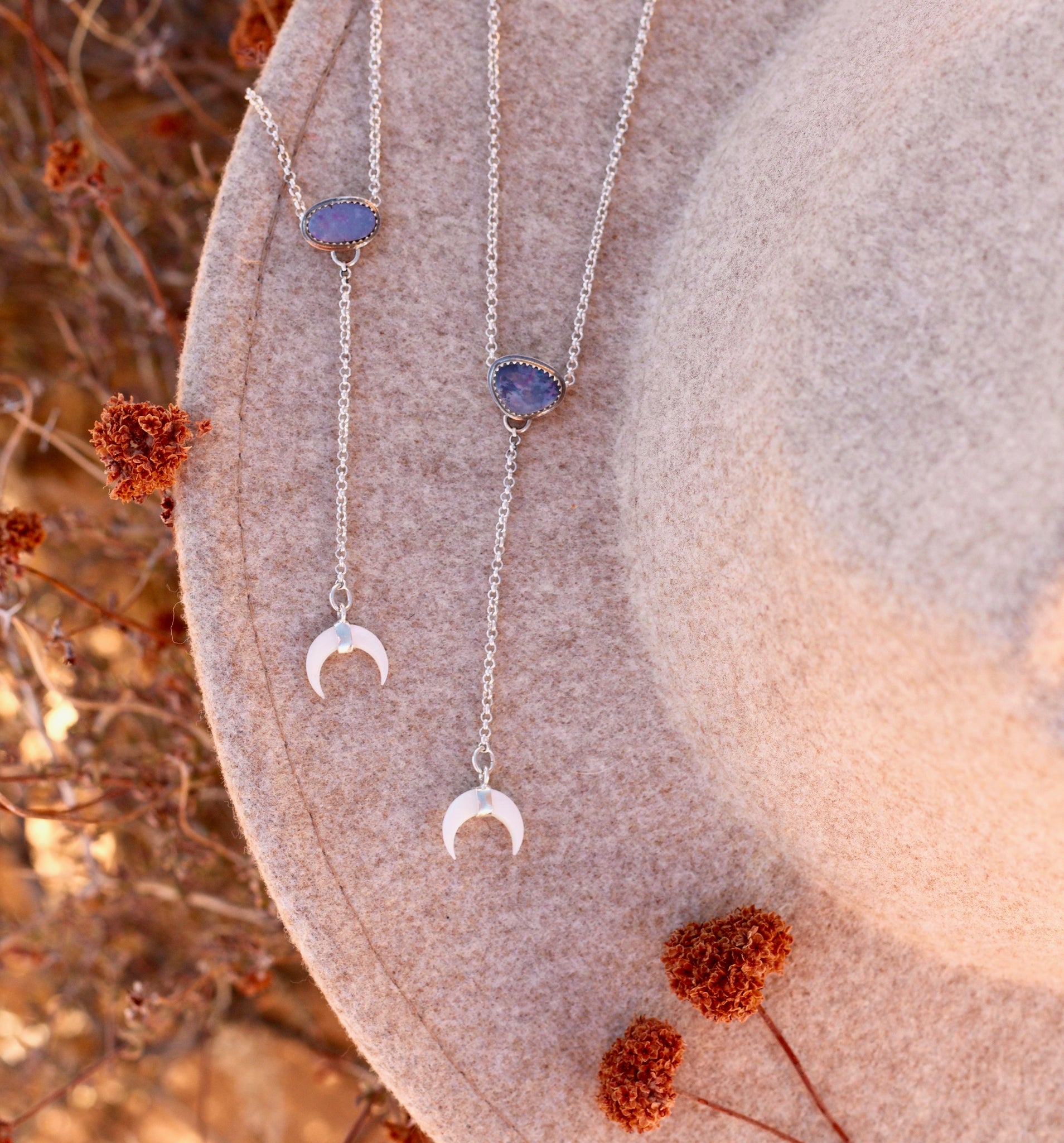 Opal + Mother of Pearl Lariat Necklace