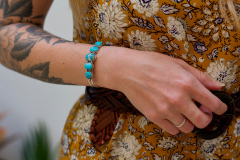 Turquoise Cluster Cuff Bracelet