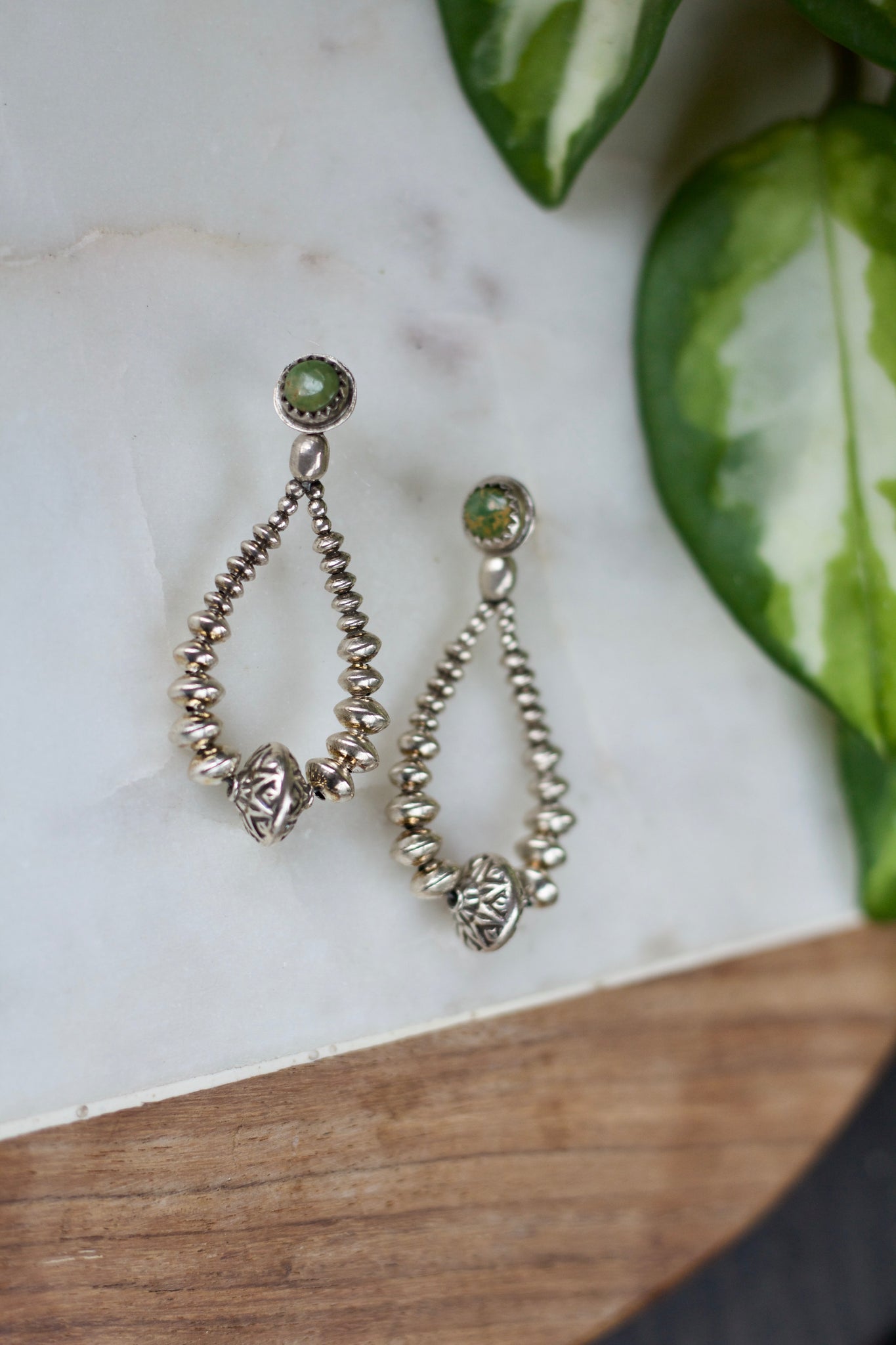 Turquoise Beaded Hoop Earrings