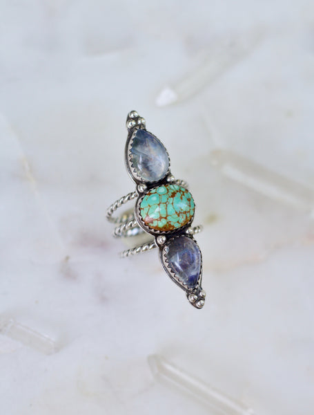 Cumpas Turquoise + Moonstone Ring