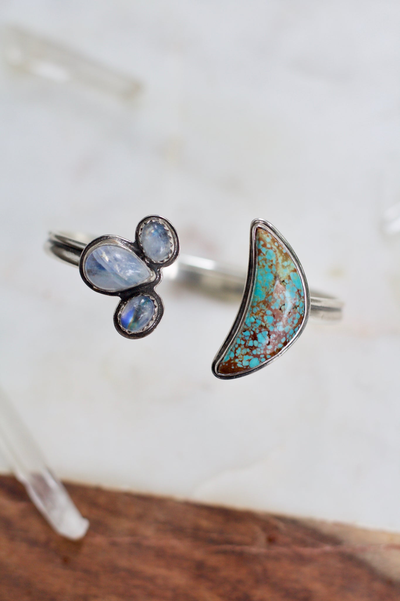 #8 Turquoise + Moonstone Open Cuff Bracelet