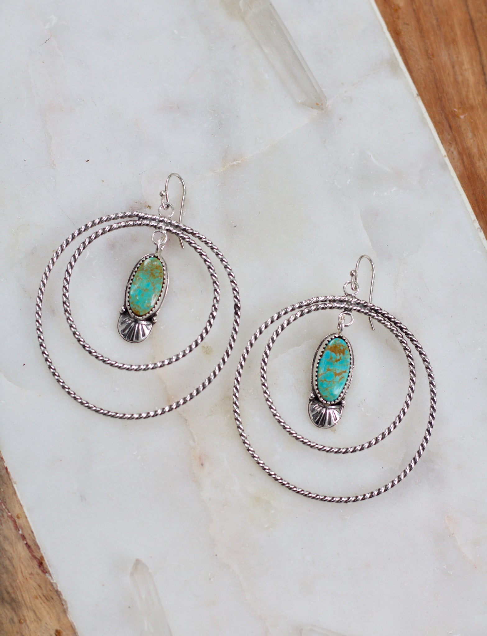 Twisted Royston Turquoise Hoops