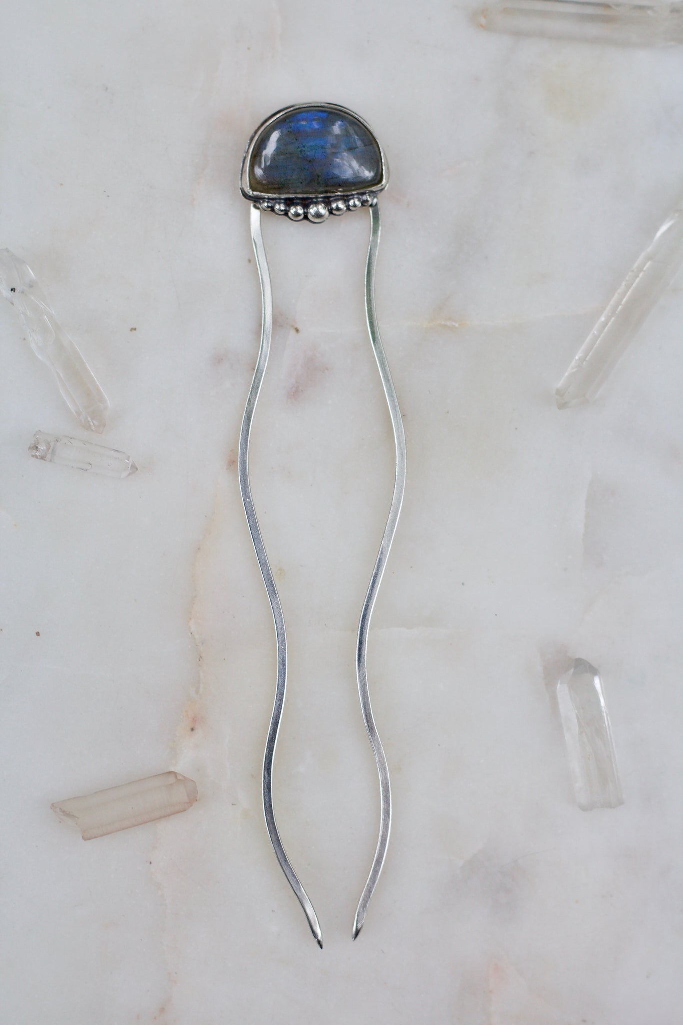 Labradorite Half Moon Hairpin