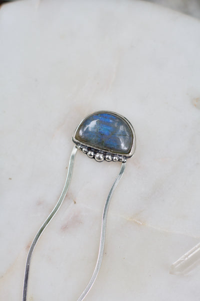 Labradorite Half Moon Hairpin