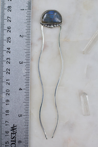 Labradorite Half Moon Hairpin