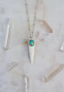 Carved Bone + Turquoise Necklace