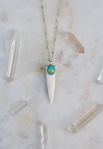 Carved Bone + Turquoise Necklace