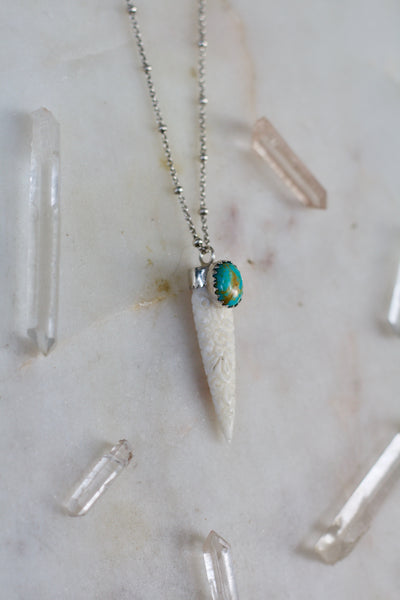 Carved Bone + Turquoise Necklace