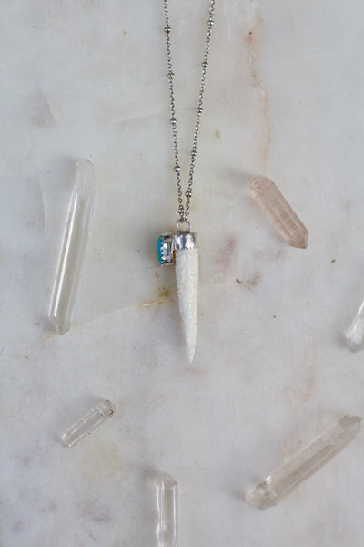 Carved Bone + Turquoise Necklace