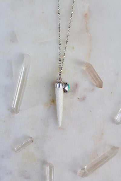 Carved Bone + Turquoise Necklace