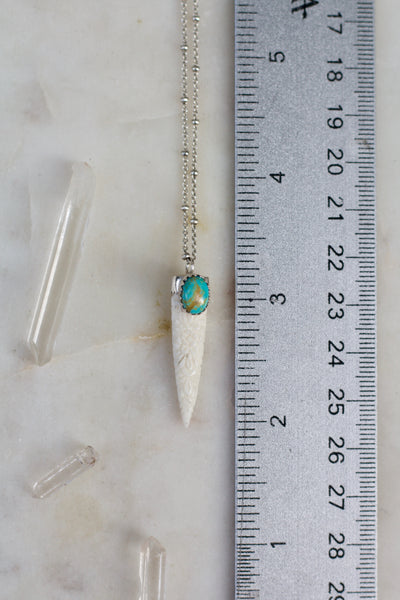 Carved Bone + Turquoise Necklace