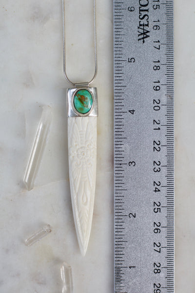 Carved Bone + Turquoise Necklace