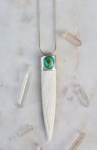 Carved Bone + Turquoise Necklace