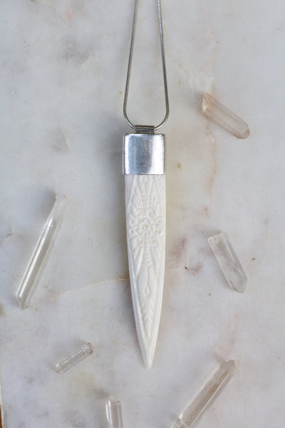 Carved Bone + Turquoise Necklace
