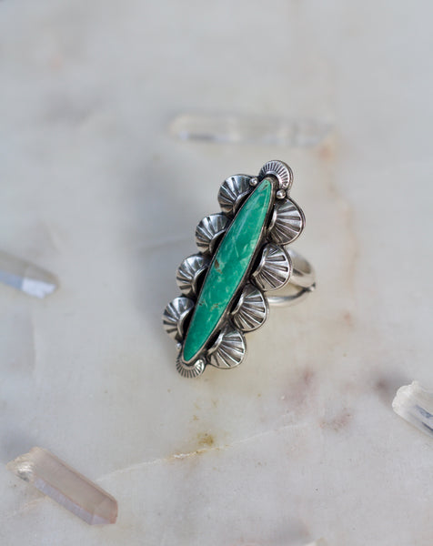 Tyrone Turquoise Stamped Ring