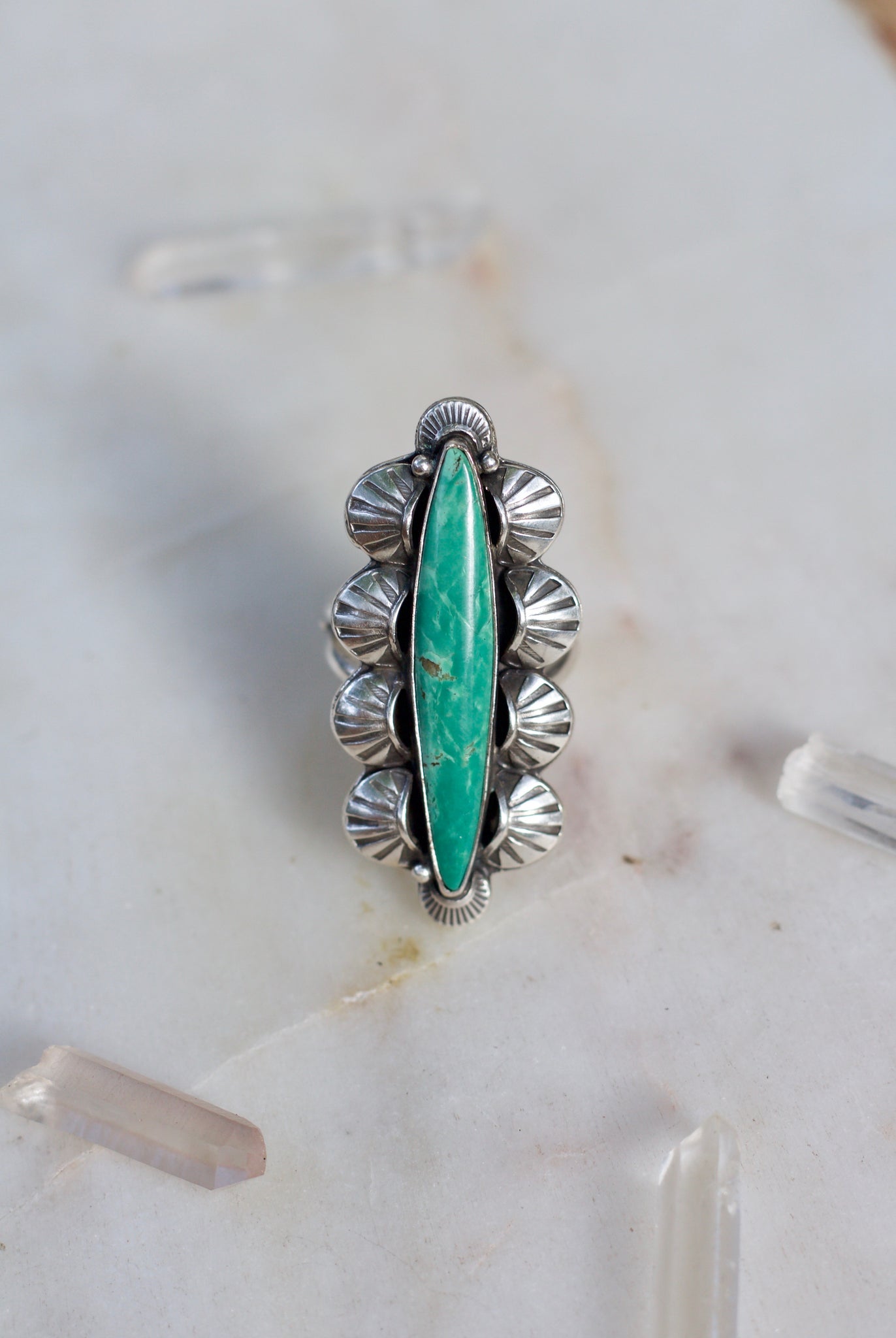 Tyrone Turquoise Stamped Ring