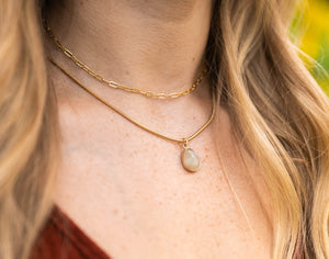 Grey Moonstone + Gold Necklace