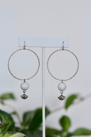 Diamond Cut Moonstone Hoop Earrings